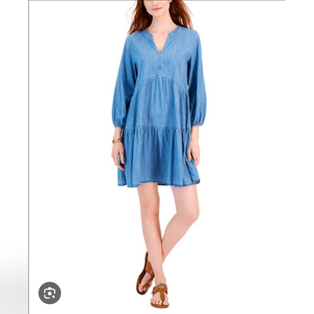 TOMMY HILFIGER Women's Blue Denim Dress‎ Size Medium